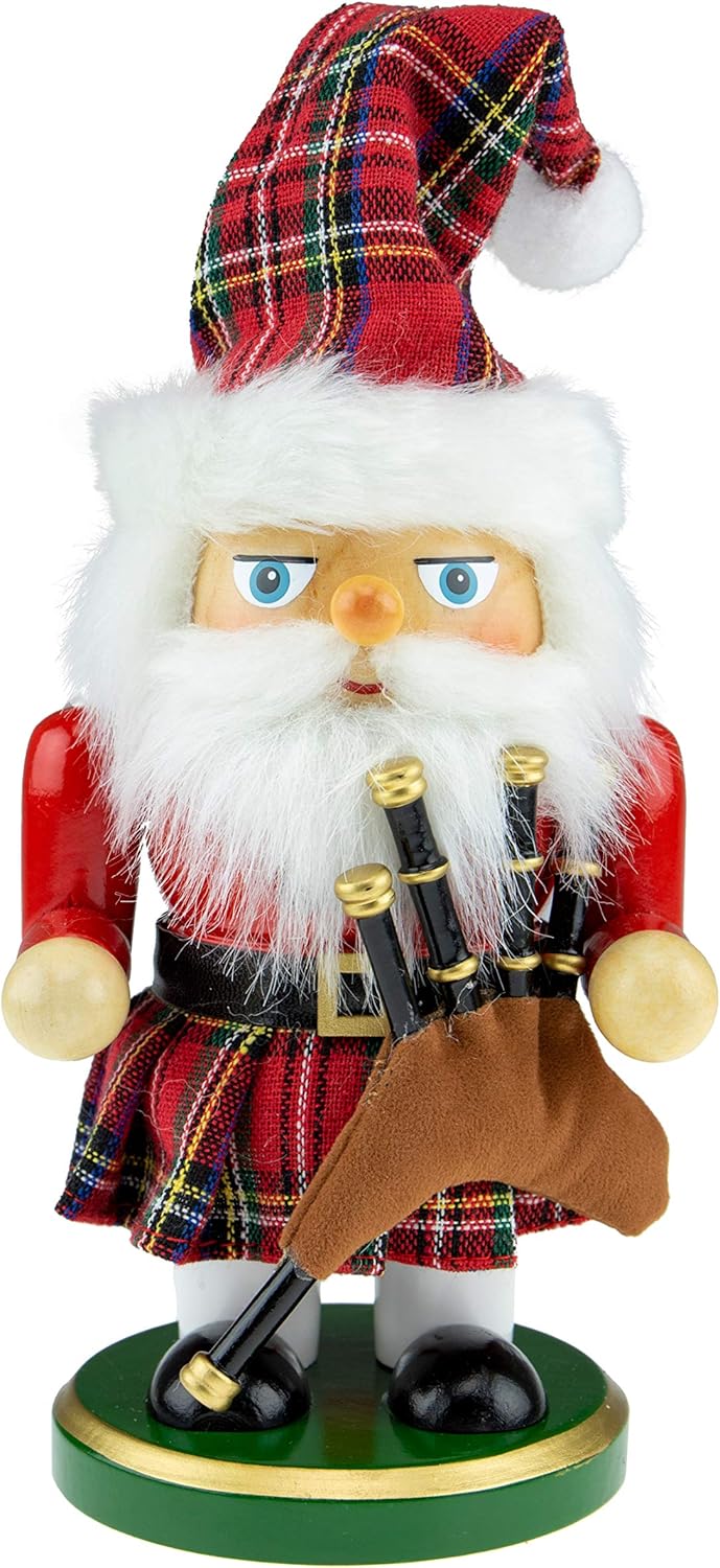 Nutcrackers - Clever Creations Scottish Santa 7 Inch Traditional Wooden Nutcracker, Festive Christmas Décor for Shelves and Tables