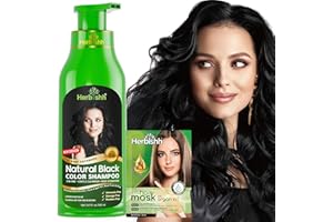 Herbishh Hair Color Shampoo for Gray Hair – Natural Hair Dye Shampoo – Colors Hair in Minutes – Lasts Up To 3-4 Weeks – 500ML – 3-In-1 Hair Color – Colors, Cleanses, and Conditions (Black)