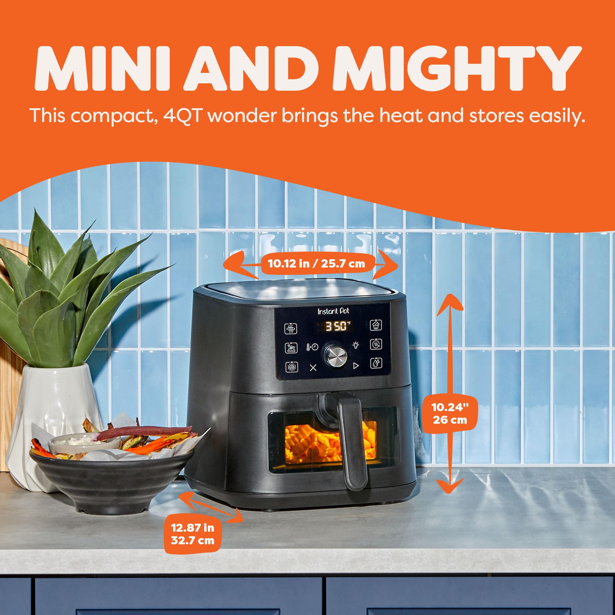 Instant Pot 4QT VORTEX 6-in-1 Mini Air Fryer, Air fry, Bake, Roast, Broil, Dehydrate or Reheat, Black, 4 Quarts