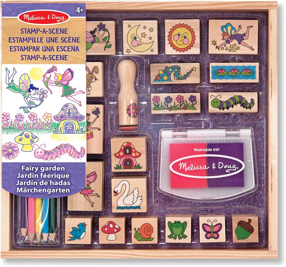 Melissa & Doug Stamp-a-Scene Fairy Garden Arts & Crafts Wooden Stamp Set Ages 4+