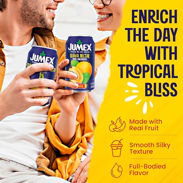 JUMEX STRAWBERRY BANANA & GUAVA JUICE NECTAR – MADE WITH FRESH FRUIT PUREE – TROPICAL FRUIT JUICE CONCENTRATE FOR SMOOTHIE MIX, COCKTAIL MIXERS, KIDS DRINKS & BEVERAGES – 11.3OZ, 12 PACK CANNED DRINKS