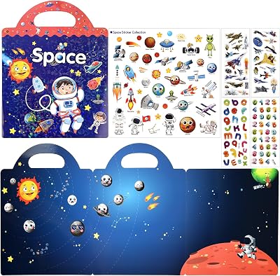 ASTARON 3D Sticker Scenes Book 88 Pcs Space Puffy Stickers for Kids