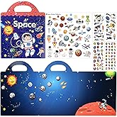 ASTARON Space Sticker Book for Kids, including 88 Pcs Reusable Space Stickers for Toddlers, 3D Puffy Sticker Game Educational