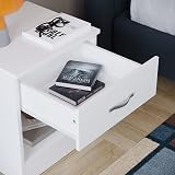 Vida Designs Large White Bedside Cabinet 1 Drawer Melamine Metal Handles view 4