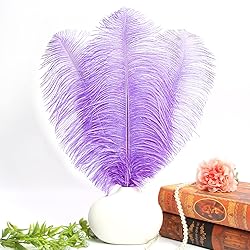 THARAHT Lavender Ostrich Feathers 12pcs Large