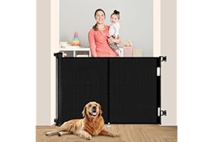 Miumoon 59 inch Retractable Baby Gates 42 inch Tall, Retractable Gate with Reinforced Strip Design to Prevent Crawling Through, 5 FT Retractable Dog Gate for Stairs, Doorways, Hallways, Indoor/Outdoor