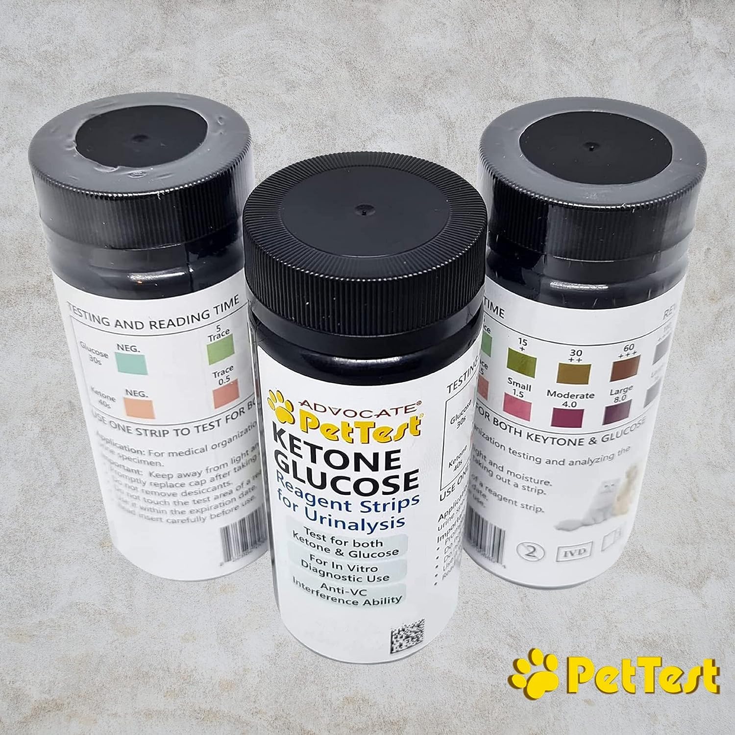 Pet Urine Test Strips Ketone Glucose Strips for Dogs and Cats Urinalysis (50 Strips) Monitoring and Avoid UTI by Advocate Pettest