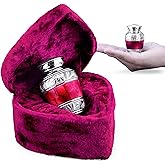 INTAJ Red Brass Keepsake Urn for Human Ashes – Small 3” Mini Cremation Urn with Hand-Carved Floral Border – Velvet Heart Box Included – Sympathy Gift for Infant, Pet, or Adult Remains Memorial