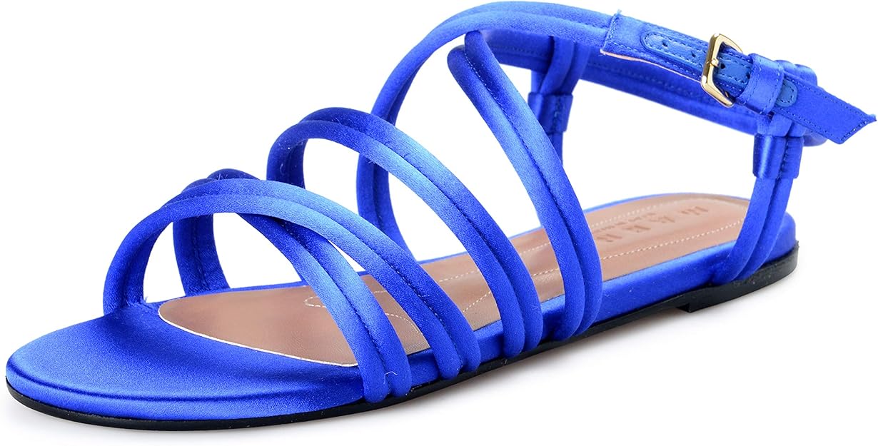 blue strappy shoes