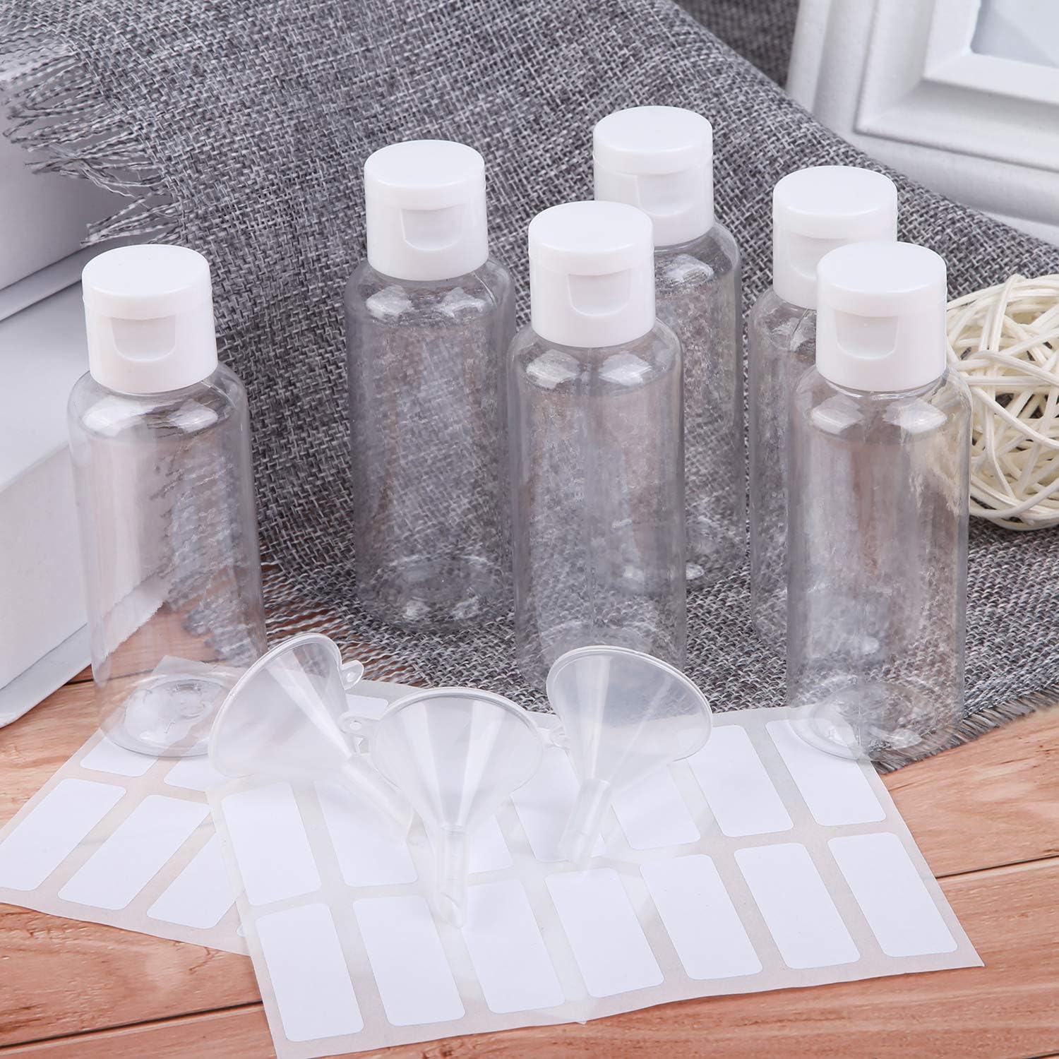 URATOT 12 Pieces Flip Cap Bottles Plastic Cosmetic Bottles Refillable Liquid Containers Travel Bottles for Cosmetic, Vocation, 50 ml : Beauty