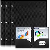 SHFUFU Textured 2 Pocket Folder(3 Pack,Black) Plastic Folders with Pockets,3 Holes Punched, Fits Letter Size 3-Ring Binder, Heavy Duty for School,Office,Back to School Supplies