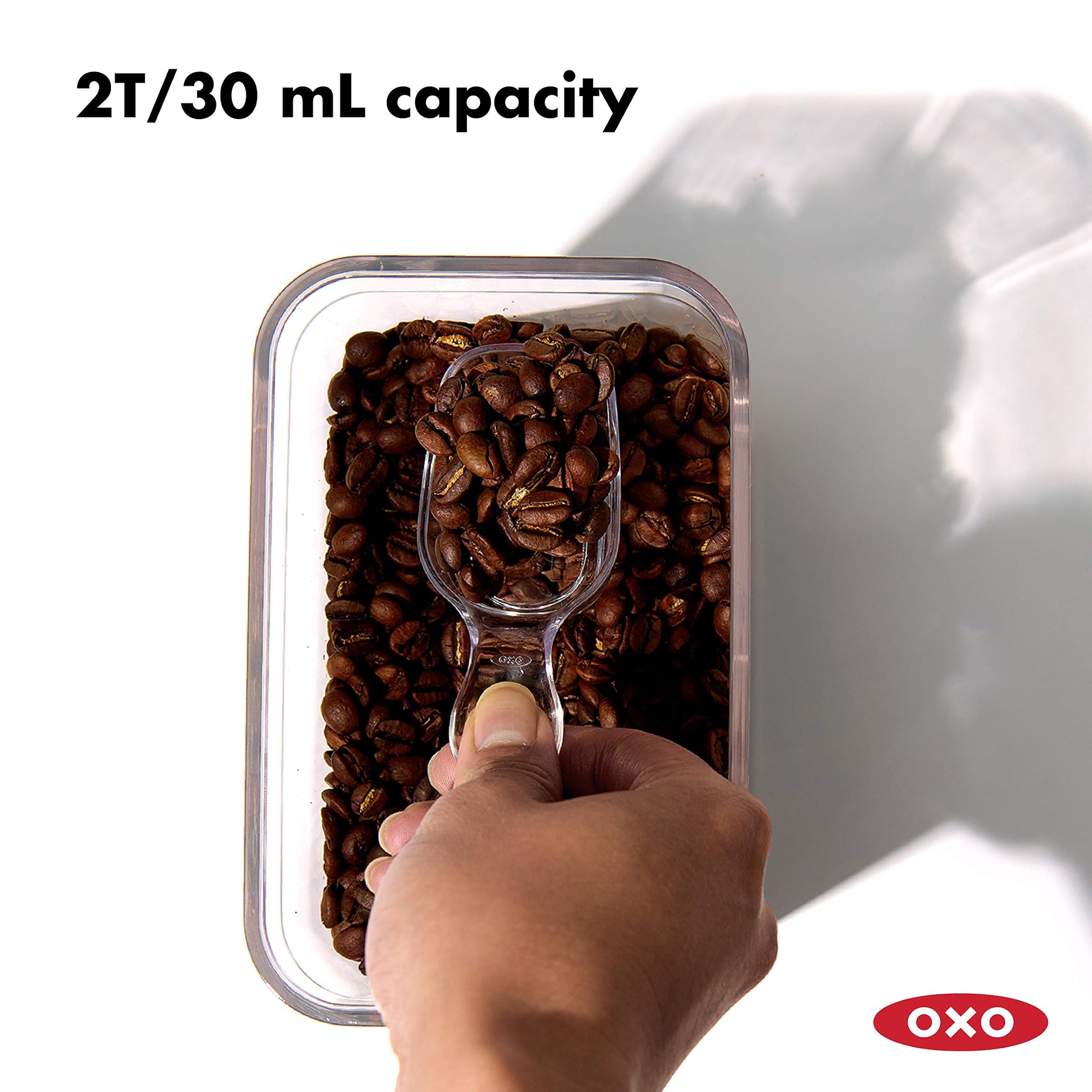 OXO 11235500 Storage Container, Plastic Sealed 1.7 gal (5.7 L), Pop Container, New Type, Big Square, Tall & Pop Container, Coffee, Scoop Clear, 3.7 inches (9.4 cm), Set Purchase