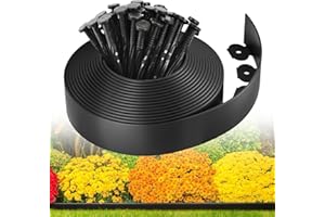 Garden Edging Border, 50FT 2 Inch Tall Plastic Landscape Edging with 50 Stakes, Flexible Tool-Free Lawn Border for Yard, Flow