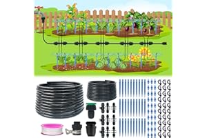 Sumloty Drip Irrigation Kit - 50FT 1/2" & 33FT 1/4" Tubing with Rotating Emitters, Plant Watering System for Vegetable Garden, Greenhouse, Raised Beds, Patio, Potted Plants