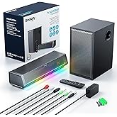 Smalody TV Speakers, Home Theater Speaker Wireless Audio Sound Bar TV Speaker + Bass Subwoofer, Bluetooth Enabled/Optical/AUX/COAXIAL Inputs/Remote Control
