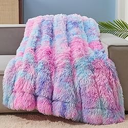 GONAAP Fuzzy Faux Fur Throw Blanket Twin Size