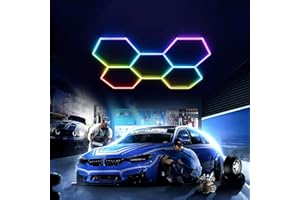 Hexagon Garage Lights RGB, RGB Hexagon Lights, Ceiling LED Lights with Color Changing Remote Control, Garage LED Panel Lights