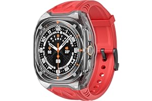 VEVEXIAO Transparent Designer Rugged Case with Band Compatible with Samsung Galaxy Watch 7 Ultra Band (2024),Luxury Crystal Clear Military Protective Cover Bumper Tactical for Galaxy Watch 7 47mm Ultra Strap