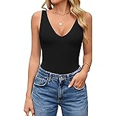 Avidlove Women's Sexy Plunge Deep V Neck Bodysuit Double Lined Sleeveless Thong Body Suit Leotard for Going Out Tank