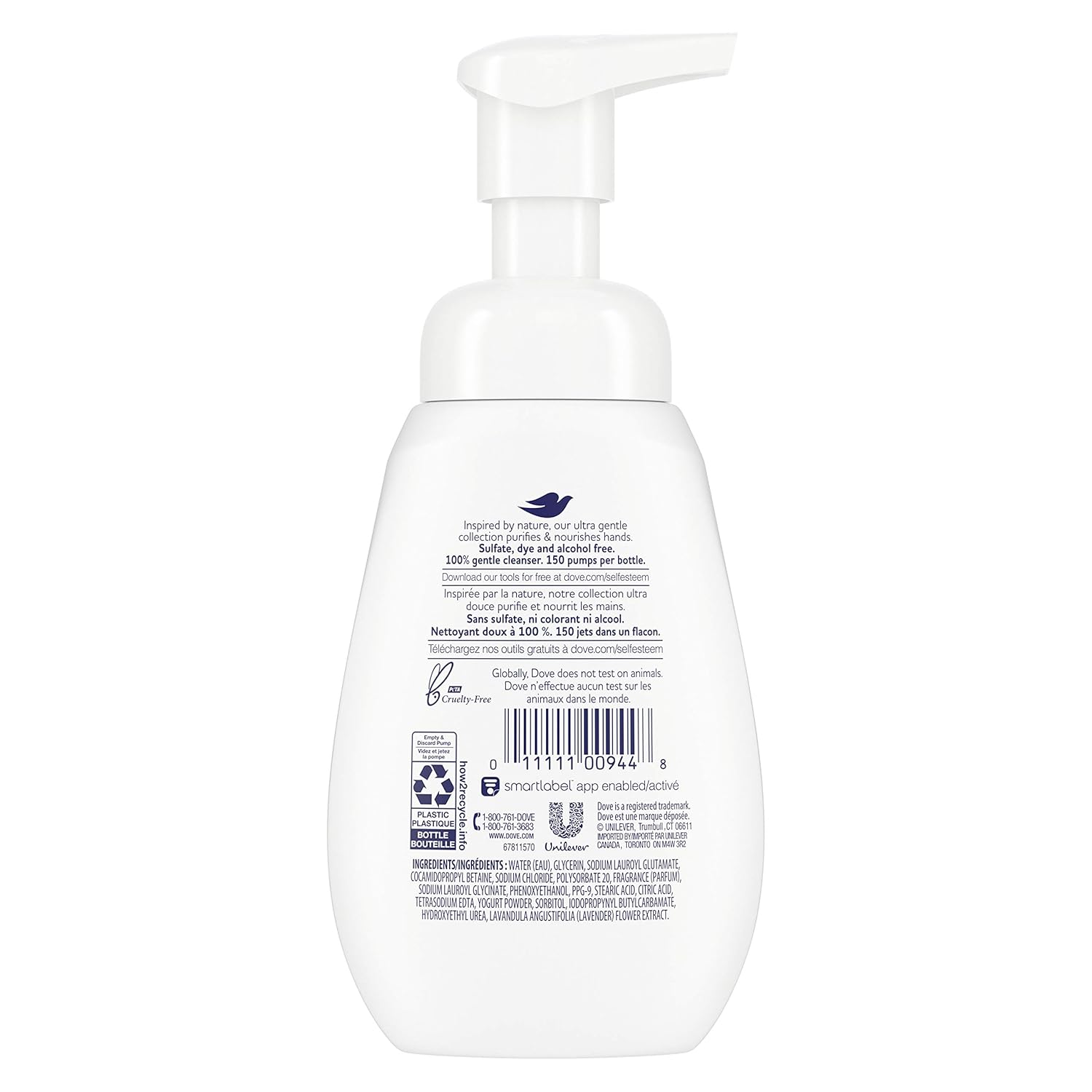 Dove Foaming Hand Wash Lavender & Yogurt Effectively Washes Away Bacteria While Nourishing Your Skin 6.8 oz, Pack of 4 : Beauty