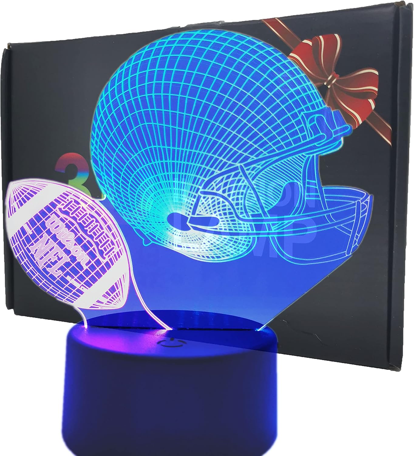 New American Football Helmet LED Night Light Birthday Gift 3D Illusion USB Lamp Festival Present for Sport Fan Player Teenager Men Boy Kid Bedroom Decoration Room Decor