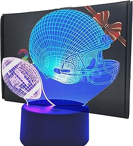 New American Football Helmet LED Night Light Birthday Gift 3D Illusion USB Lamp Festival Present for Sport Fan Player Teenager Men Boy Kid Bedroom Decoration Room Decor