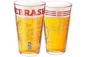 Greenline Goods University of Nebraska Pint Beer Glasses Set of 2 - Full Color Cornhuskers Logo & Campus Map – Nebraska Cornhuskers Gift Idea for College Grads & Alumni - College Glassware