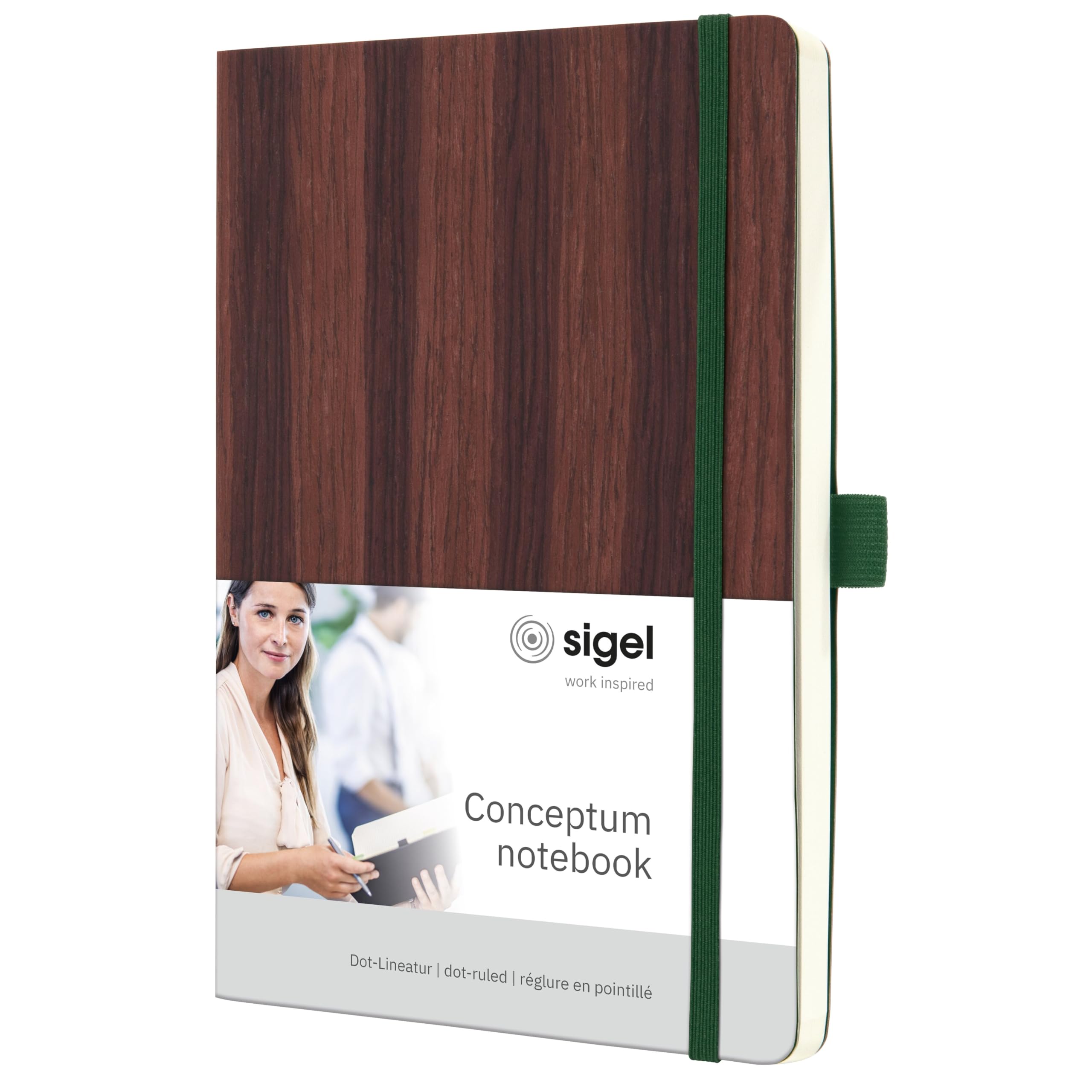 SIGEL CO674 Notebook Conceptum, Nature Edition, woodgrain, dotted (dot grid), approx. A5, brown, softcover, 194 pages, FSC-certified