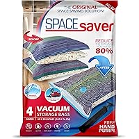 Spacesaver Premium Vacuum Storage Bags. 80% More Storage! Hand-Pump for Travel! Double-Zip Seal and Triple Seal Turbo…