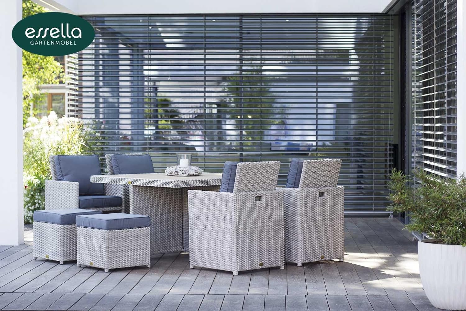 Polyrattan Sitzgruppe Vienna 4-Personen Polywood - Rundgeflecht - Optik