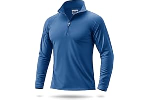 Boladeci Men's Long Sleeve Sun Shirt UPF 50+ UV Protection Quarter Zip Quick Dry Beach Fishing Golf Rash Guard Swim Shirts