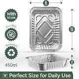 Zuvo Pack of 50 Aluminium Foil Food Containers with Lids 14.5x12.5x4.5cm view 2