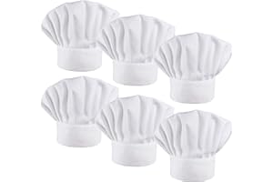 LilMents 6 Pack Chef Hat Set Elastic Baker Kitchen Catering Cooking Chefs Hats