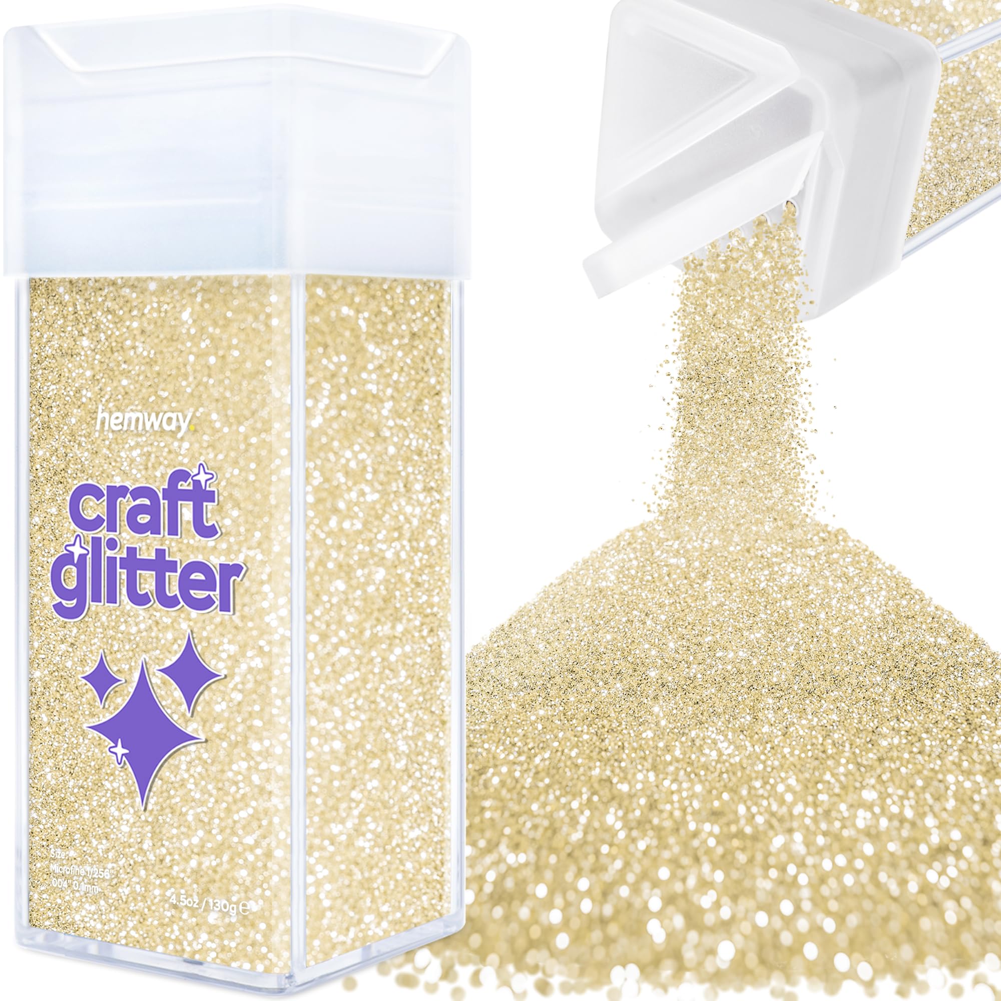 Hemway Glitter Shaker Champagne Gold 110g Microfine, Craft Glitter Shaker for Resin & Epoxy Crafts, Christmas Art Supplies, Nail, Body, Face, Eye, Festival, Crafting, Slime, Sparkle
