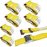 6 Pack E-Track Cam Buckle Straps 2" x 12' x 2,500 lbs Strength for Cargo Tie Down in Enclosed Trailer & Van by KODIAK STRAPS