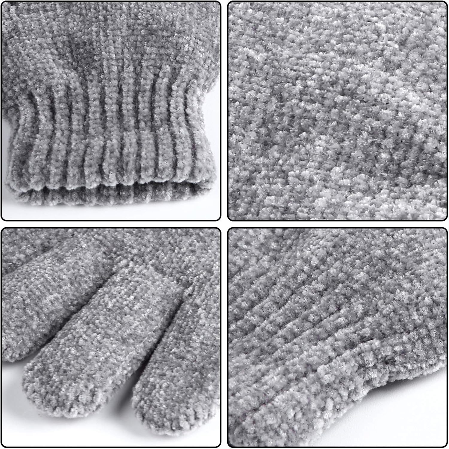 Motarto 6 Pairs Kid's Winter Magic Gloves Soft Chenille Cashmere Warm Gloves Stretchy Knit Gloves: Clothing