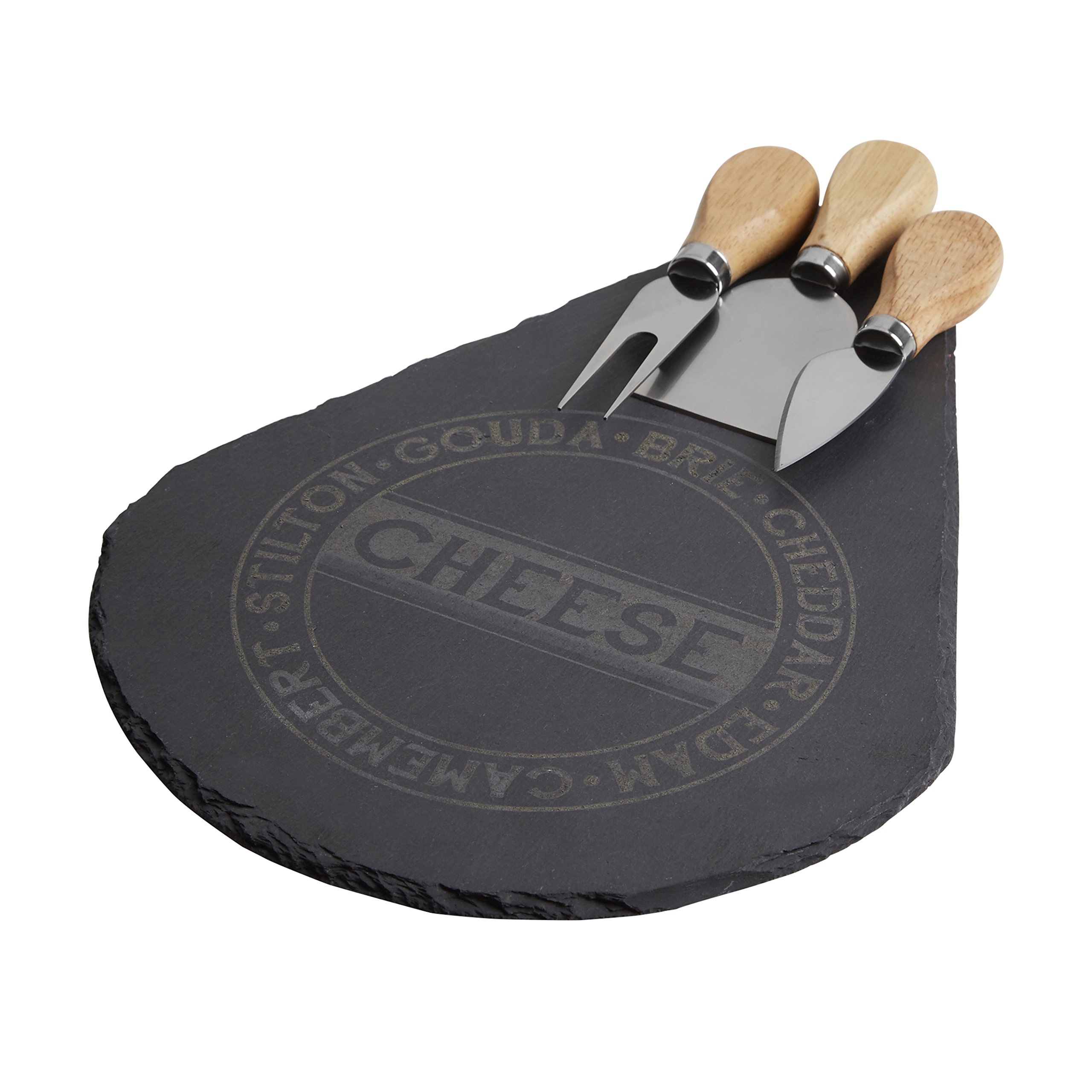 Premier Housewares Slate Cheese Set, Grey, 4-Piece
