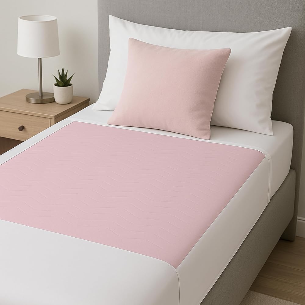 EASY CARE SOLUTIONS 2 Pack Washable Bed Pads 85x90 cm with Tucks Pink
