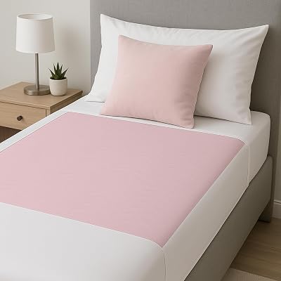 Easy Care Solutions Washable Bed Pad 85x90 cm Pack of 2 Pink with Tucks