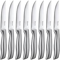 D.Perlla Steak Knife Set, Straight Edge Steak Knife Set of 8, High Carbon Stainless Steel Steak Knives Never Need Sharpening,