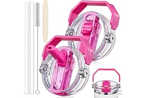 ANTAND 2 Pack Flip Straw Leakproof Lids for stanley Lid Replacement 30 oz, for Stanley Quencher Tumbler Cup Accessories, 30oz Leak Proof Top replacement Detachable Straw Cover Handle lid (RoseRed)