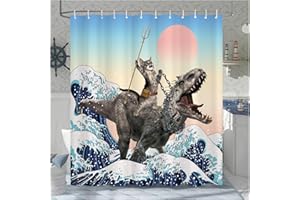 OhShining Funny Cat Shower Curtain Dinosaur Bathroom Decor Teal Blue Anime Sea Wave Ocean Shower Curtains for Bathroom Cat Lovers Cute Kids Fabric Bath Curtain Waterproof Washable 72x72,Orange