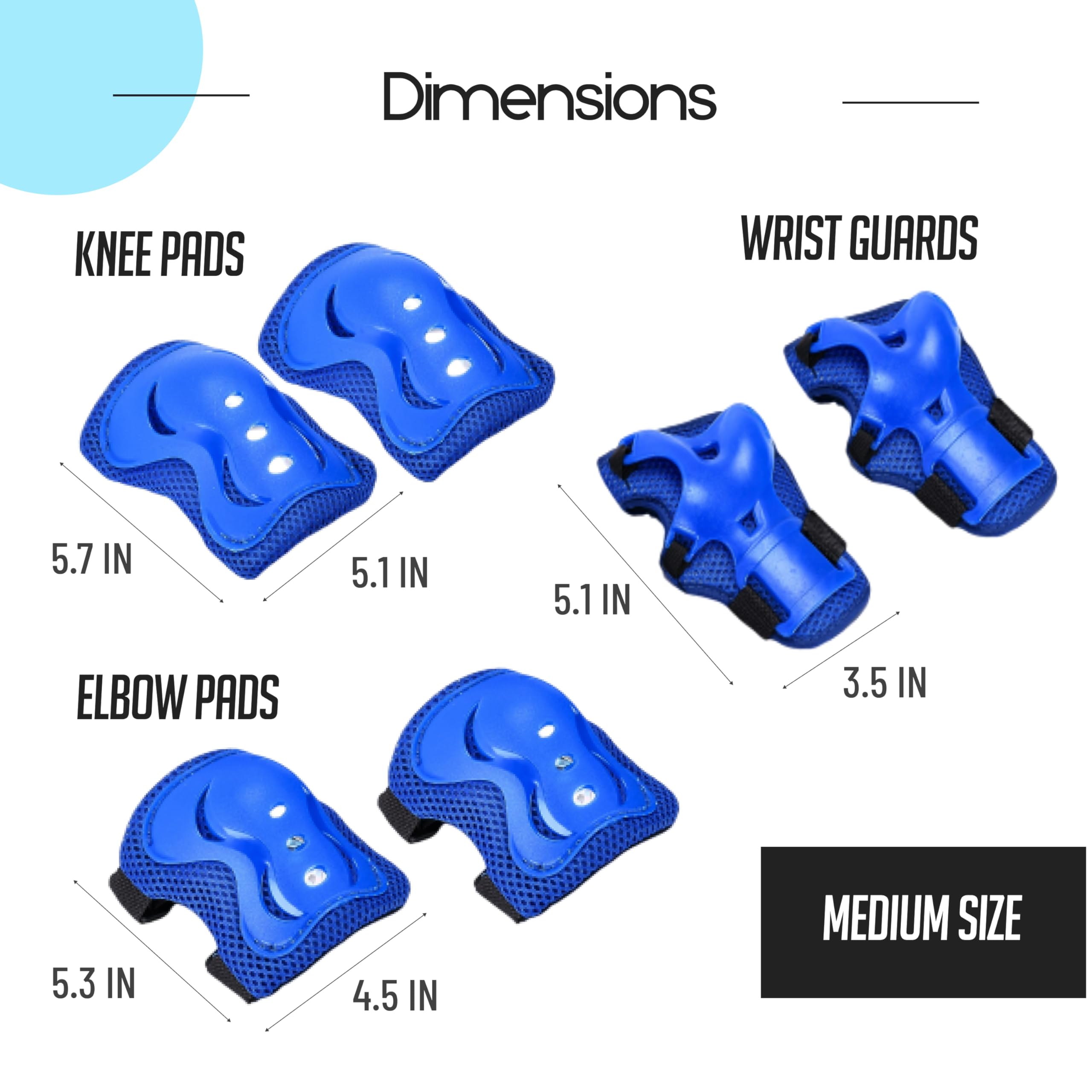 banana bike Rollerblade Pads for Kids - Knee Pads, Elbow Pads, Wrist Guards - Knee Pads for Kids - Protective Gear for Outdoor Activities (Medium, Blue)