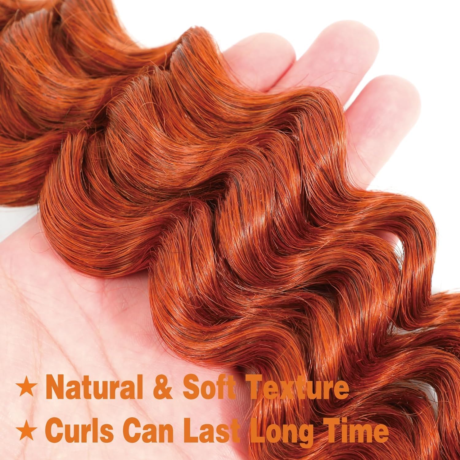 Condition photo showing New/Like New for peenoll deep wave braiding human hair 50g per bundle total 2 bundles 100g 22 inch ginger orange 350