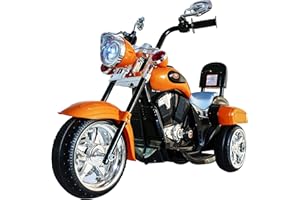 Freddo Toys Ride on Chopper Motorcycle, Battery Powered 6V Motorcycle Trike with LED Lights, Horns Forward/Reverse Gear, 2 Speed Options, 3 Wheel Toys for Boys Girls (Orange), 18-60 Months