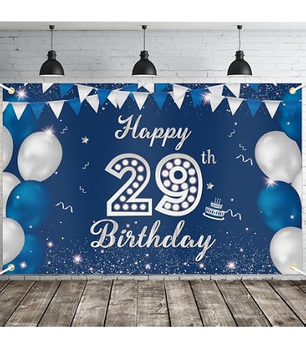 29th Birthday Banner - Black & Silver Dream Star Backdrop Sign For Party Decor - View #6