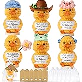 6PCS Positive Crochet Duck Thank You Gifts for Women, Employee Appreciation Gifts Emotional Support Crochet Buddies w/ Card, Valentines Day Birthday Gift for Women Coworker Teacher Nurses Boss Staff