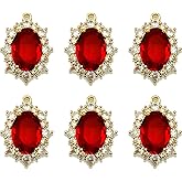 ZeaLian Zirconia 6Pcs Round Ellipses Charms Crystal Gold Plated Brass for Jewelry Making Bracelet Necklace Earring Pendant Craft Supplies DIY Accessories