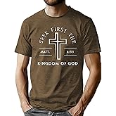 PICKID Christian Shirts for Men: Cross T-Shirt Graphic Faith Tee Bible Verse Religious Tops