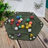SIQUK 4 Pieces Dice Tray Hexagon Folding PU Leather Velvet RPG DND view 4